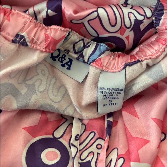 Q&A pink mutli color graphic satin pajama set vintage Y2K size small - Picture 4 of 11